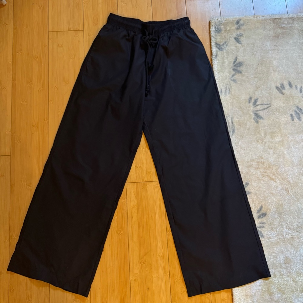 DONNI. Black Cotton Poplin Pop Pants Size XS
